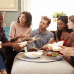 A group of people at a book club meeting.